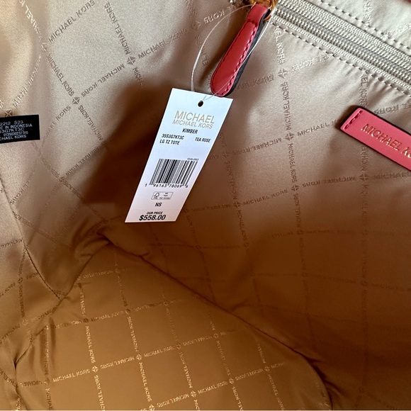 Michael Kors Kimber Large Bucket Shoulder Tote Bag Natural Tea Rose - Picture 10 of 12